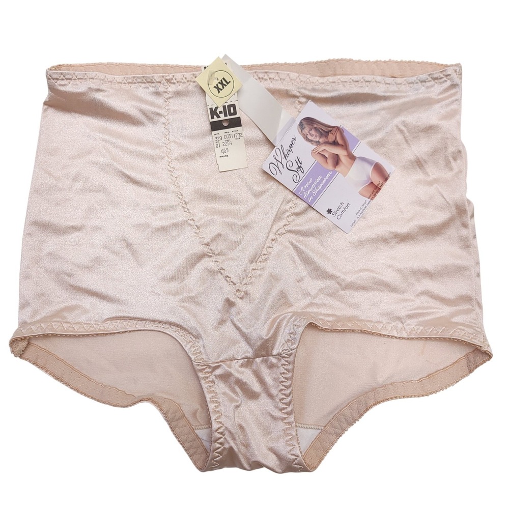 Vintage Whisper Soft High Waisted Control Briefs Beige Shapewear 1772 XXL